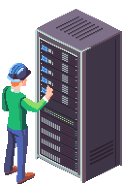 Mensch arbeitet an Serverrack